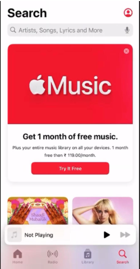 Apple Music Free Trial Page