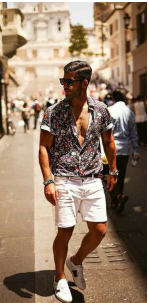 Bohemian-Inspired Button-Up and White Shorts