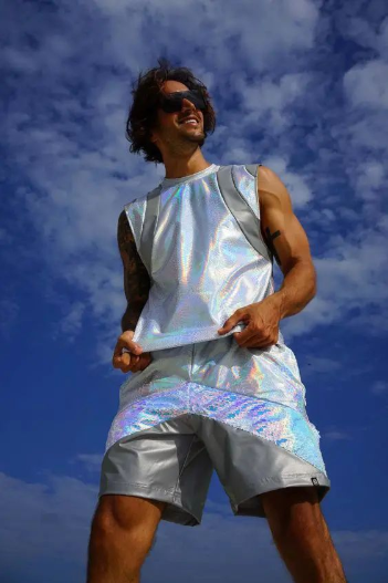 Holographic Sleeveless Top and Shorts