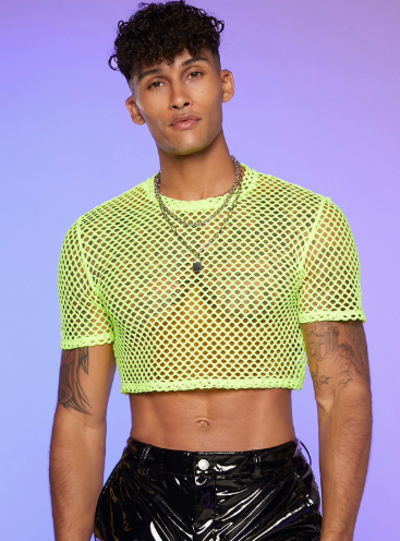 Neon Crop Top and High-Waisted Shorts
