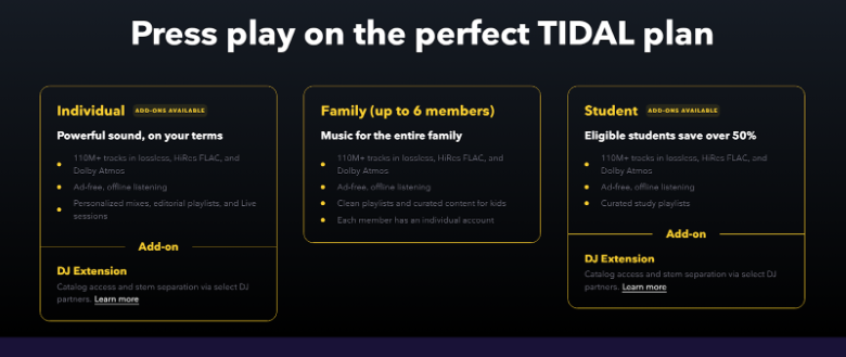 Tidal Music Pricing & Plans
