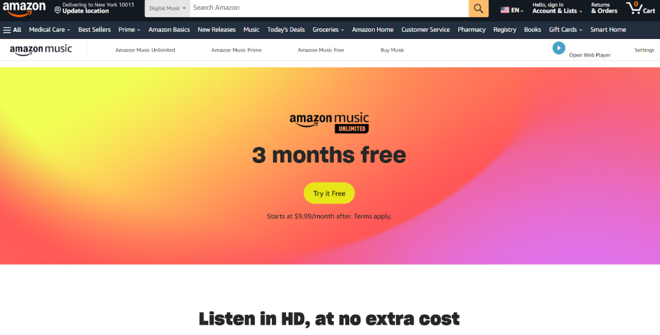 Homepage - Amazon Music Free Trial