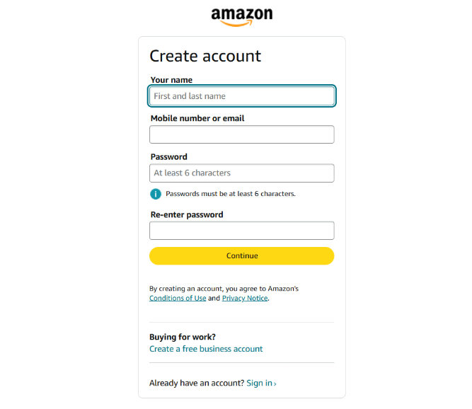 create account