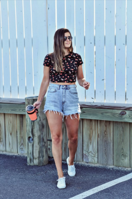 Crop top with high-waisted shorts Crop top with high-waisted shorts