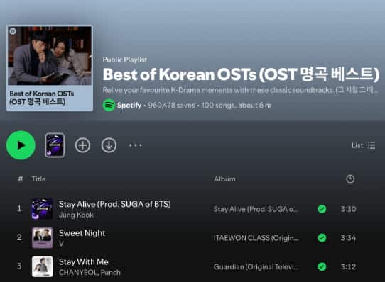 K-Drama Soundtracks Spotify
